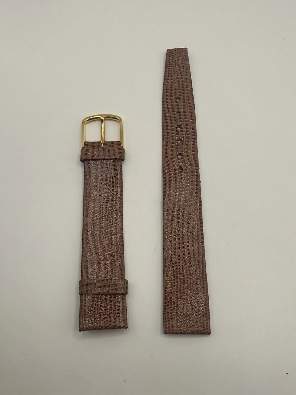 16mm KREISLER Lizard Calfskin Tan NOS Vintage Watch Band & Gold Buckle